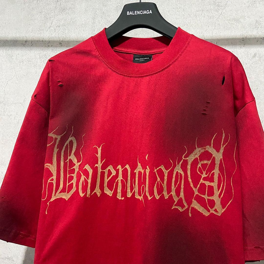 Balenciaga Red T-Shirt Without Collar Banlieue91