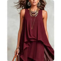 Black Asymmetrical Chiffon Maxi Dress – Flowy Sleeveless Boho A-Line Long Dress for Women FitiqueFit