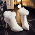 Women's Fur Booties Plus Size Pointed High Heels