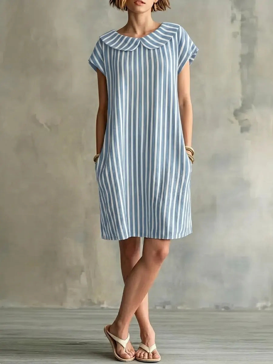 Women's Striped Bodycon Midi Dress – High-Waist Sleeveless FitiqueFit