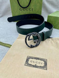 GUCCI Embellished coated-canvas and leather belt 'Green' Banlieue91