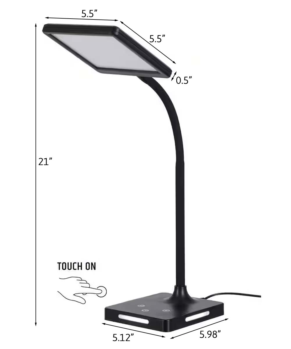 Brilli 21"H Charge Up Circadian LED Desk Lamp Black Finish with Touch Switch, Night Light on Base LampsUSA