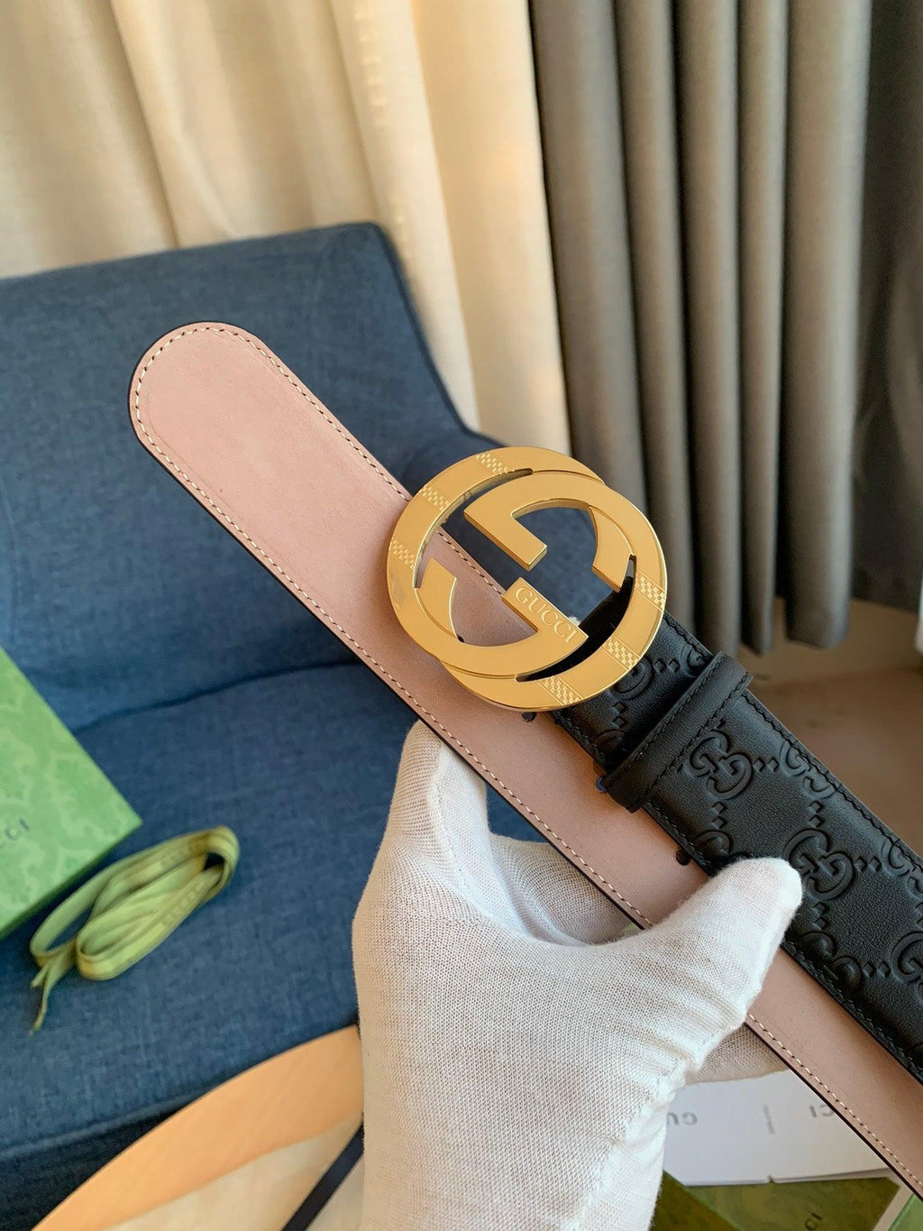 GUCCI Embellished coated-canvas and leather belt 'Black' Banlieue91