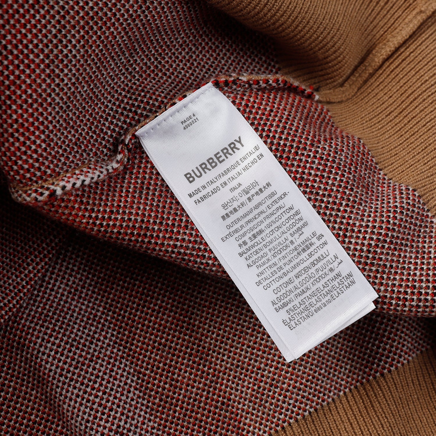 BURBERRY Check Technical Cotton Sweater In Archive Beige Banlieue91