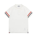 Thom Browne Classic Fit White Collar T-Shirt with Tricolor Grosgrain Detailing Banlieue91
