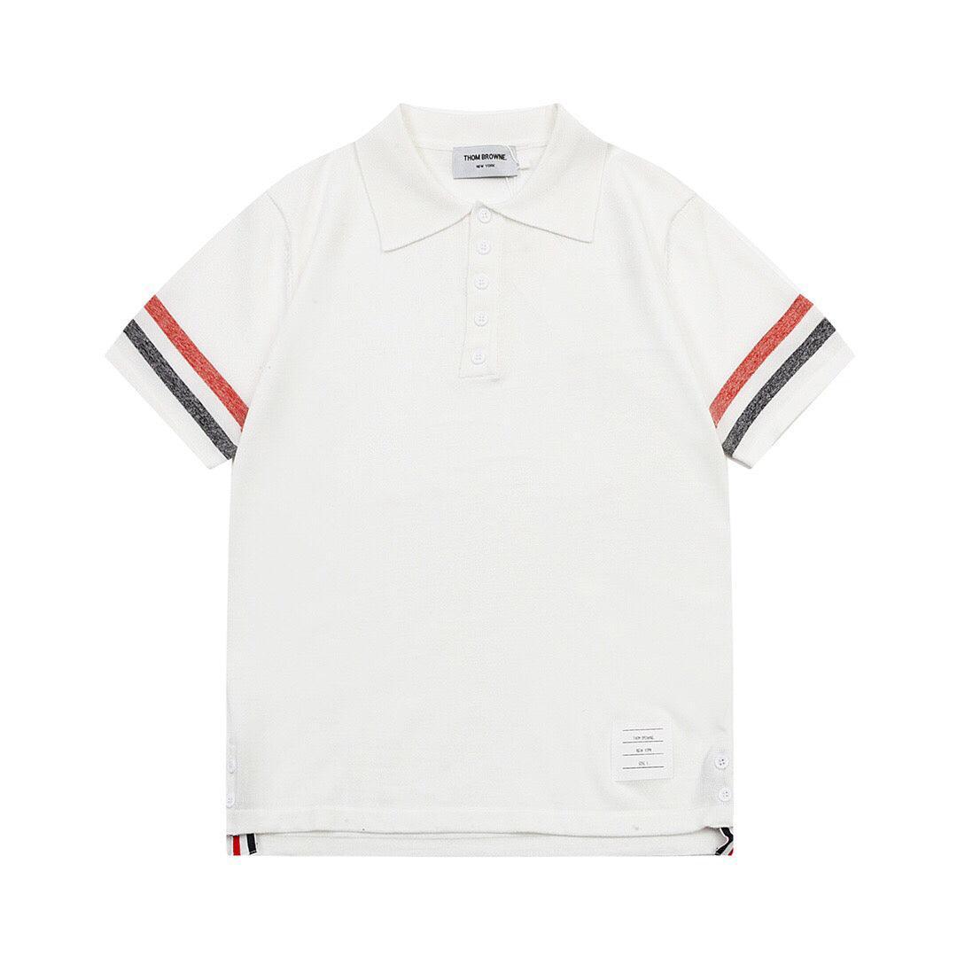 Thom Browne Classic Fit White Collar T-Shirt with Tricolor Grosgrain Detailing Banlieue91