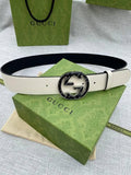 GUCCI Embellished coated-canvas and leather belt 'Cream' Banlieue91