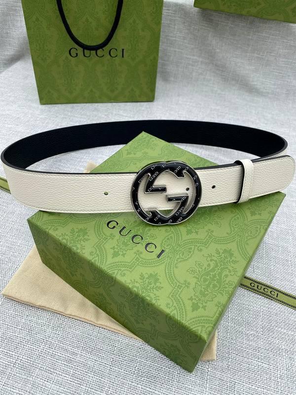 GUCCI Embellished coated-canvas and leather belt 'Cream' Banlieue91