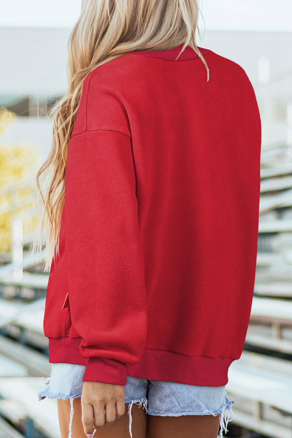 Racing Red Game Day Slogan Double Side Printed Reversible Baggy Sweatshirt