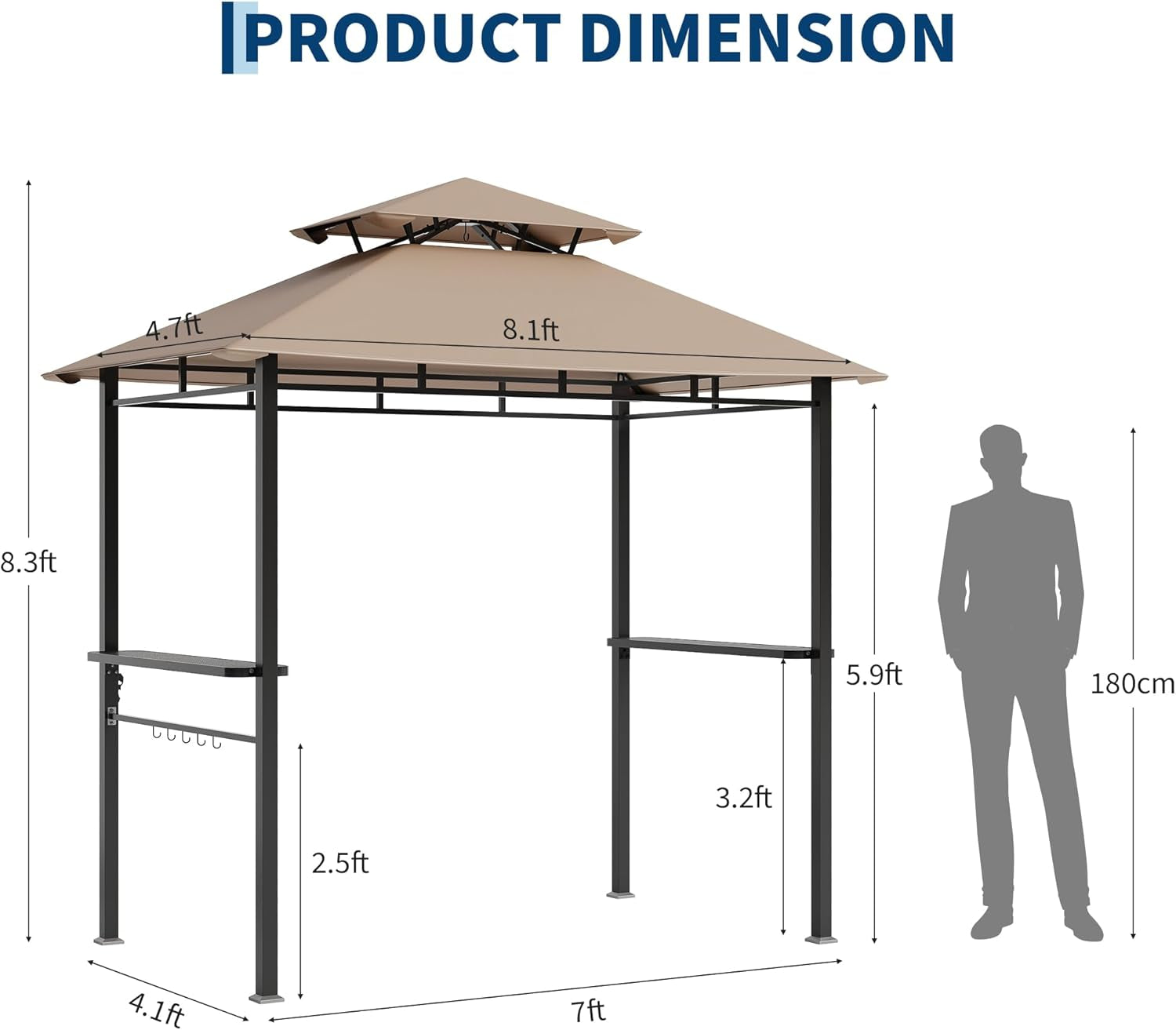 8x5ft Outdoor BBQ Gazebo AllWeather Shelter For Patio