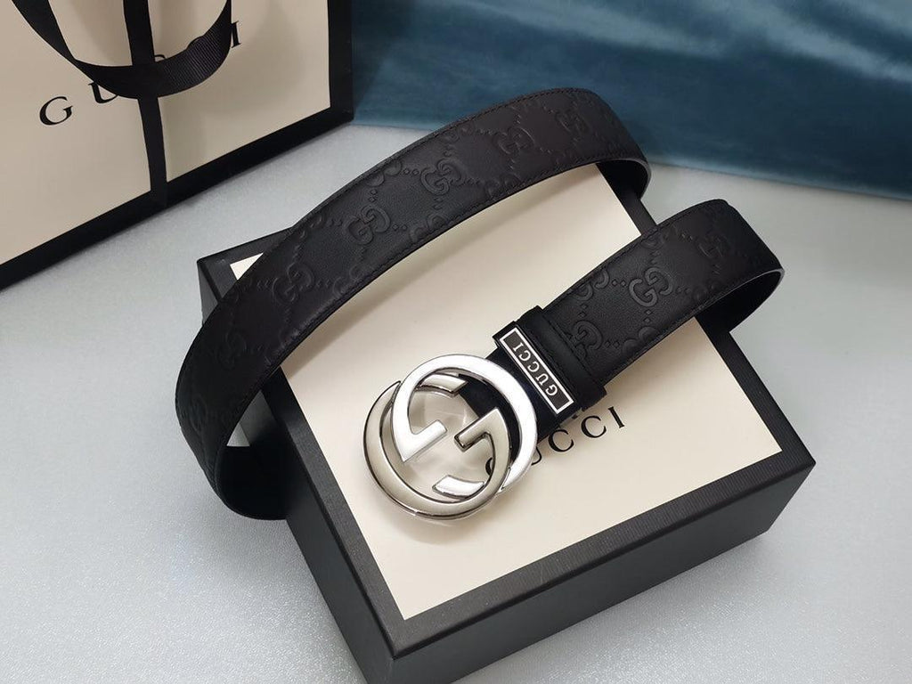 GUCCI Embellished coated-canvas and leather belt 'Black' Banlieue91
