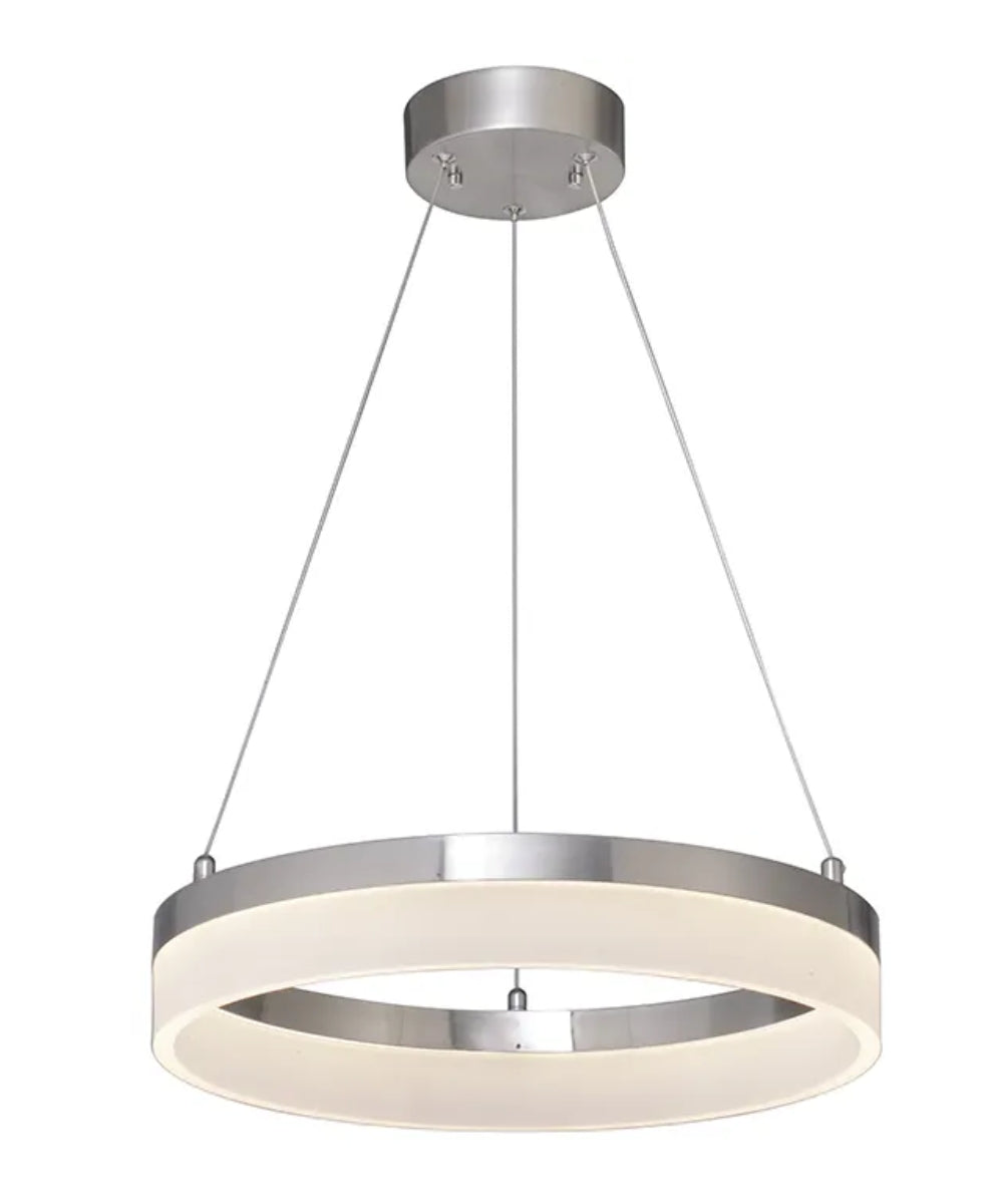 Edge-Lit 16"W 1-Light Round LED Ribbon Chandelier Light Fixture Brushed Nickel Finish LampsUSA