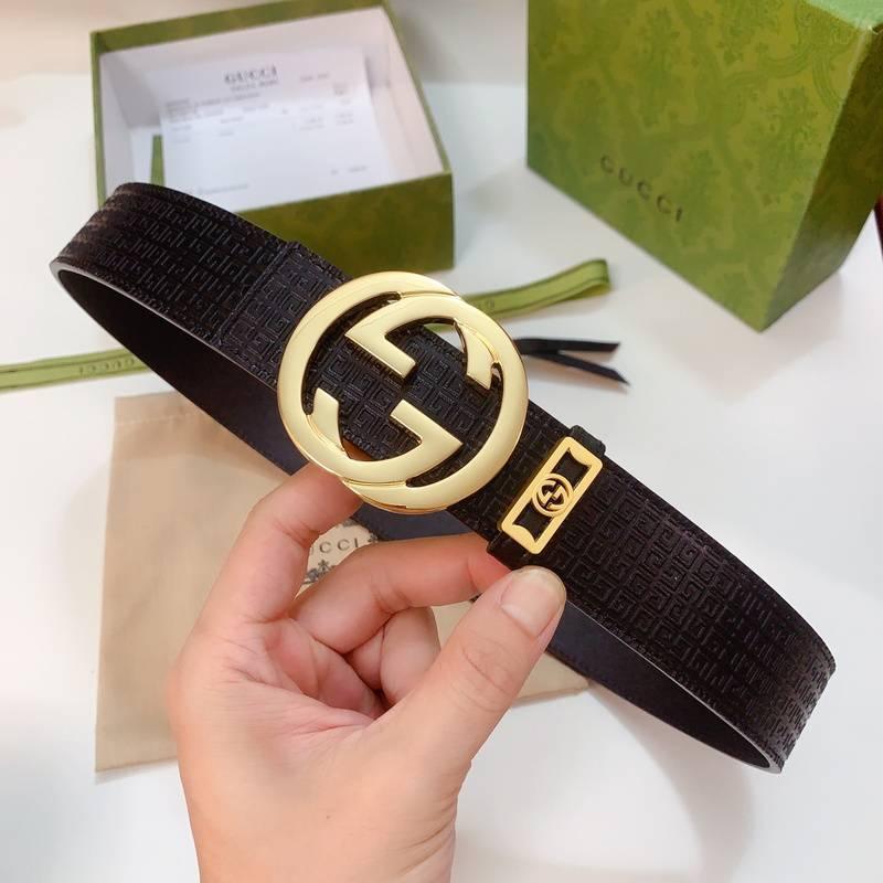 GUCCI Embellished coated-canvas and leather belt 'Black' Banlieue91