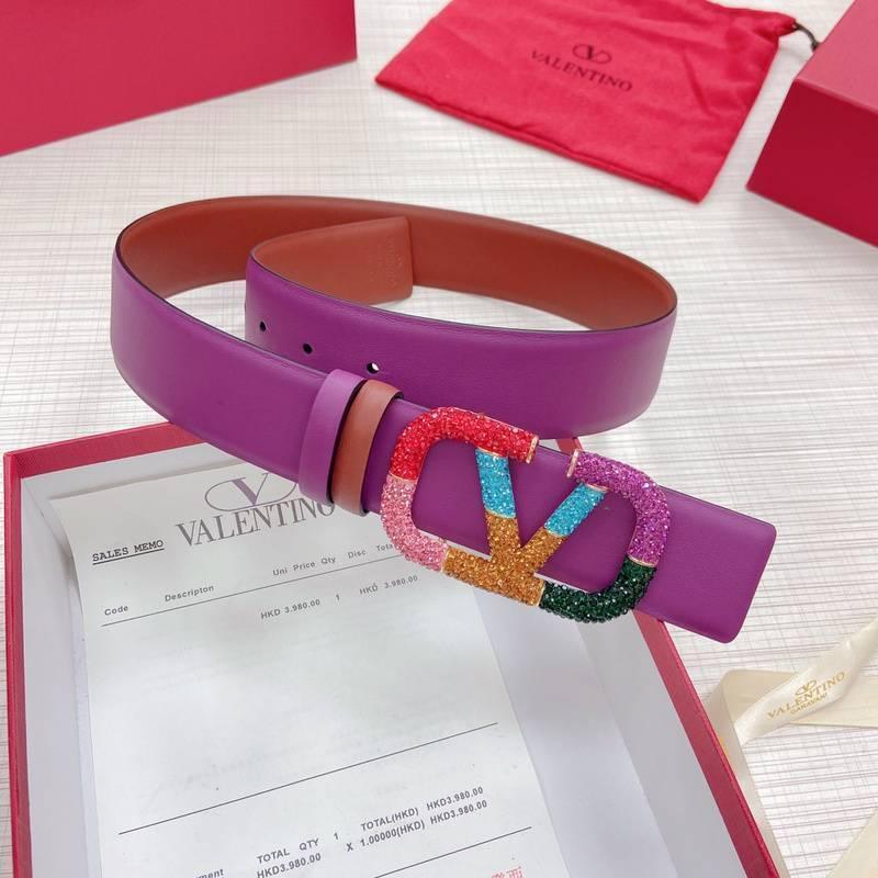 VALENTINO GARAVANI V logo Rainbow Reversible Leather Belt 'Brown/Purple' Banlieue91
