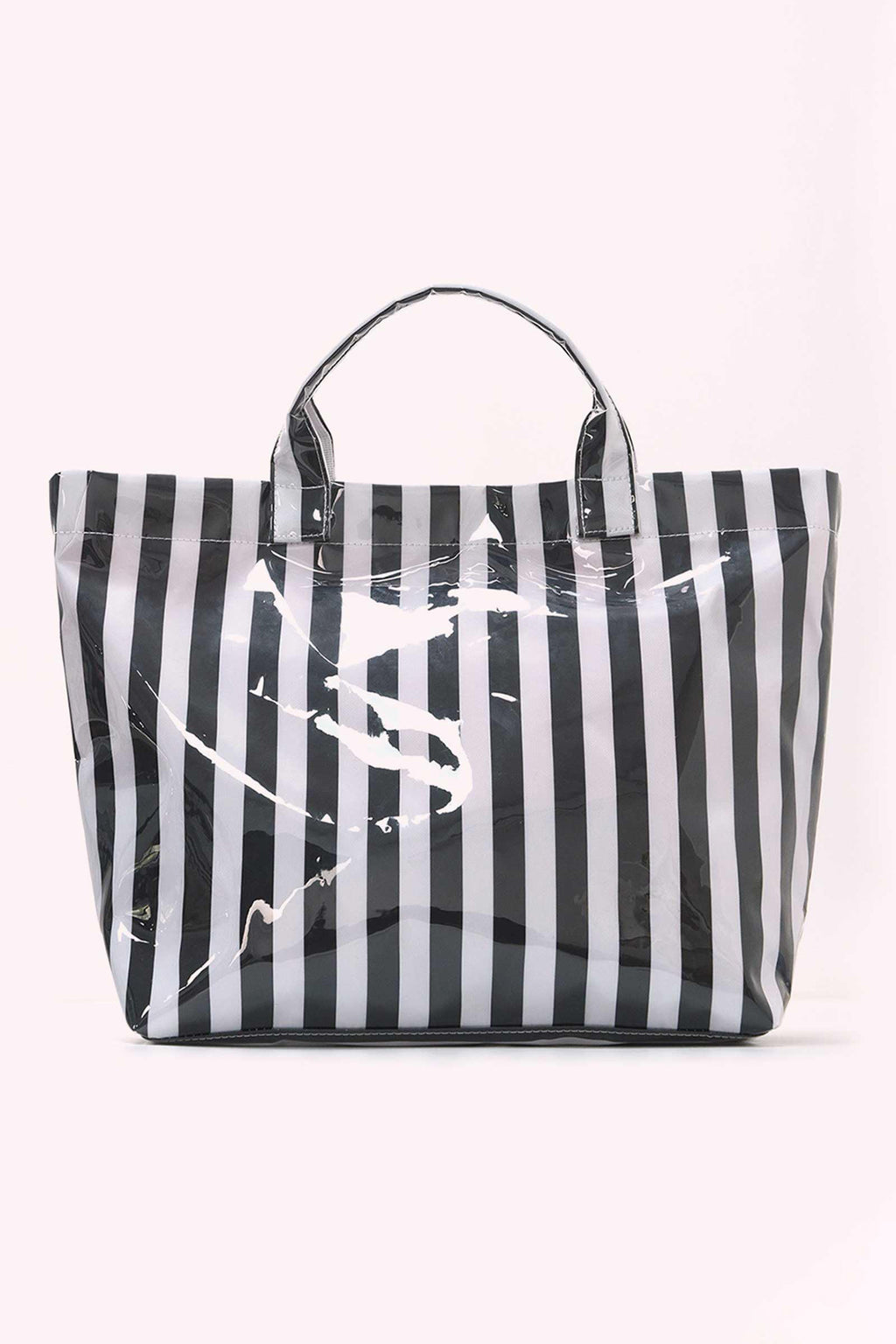 Red Glossy Striped Vinyl Large Tote Bag (Color Varied)