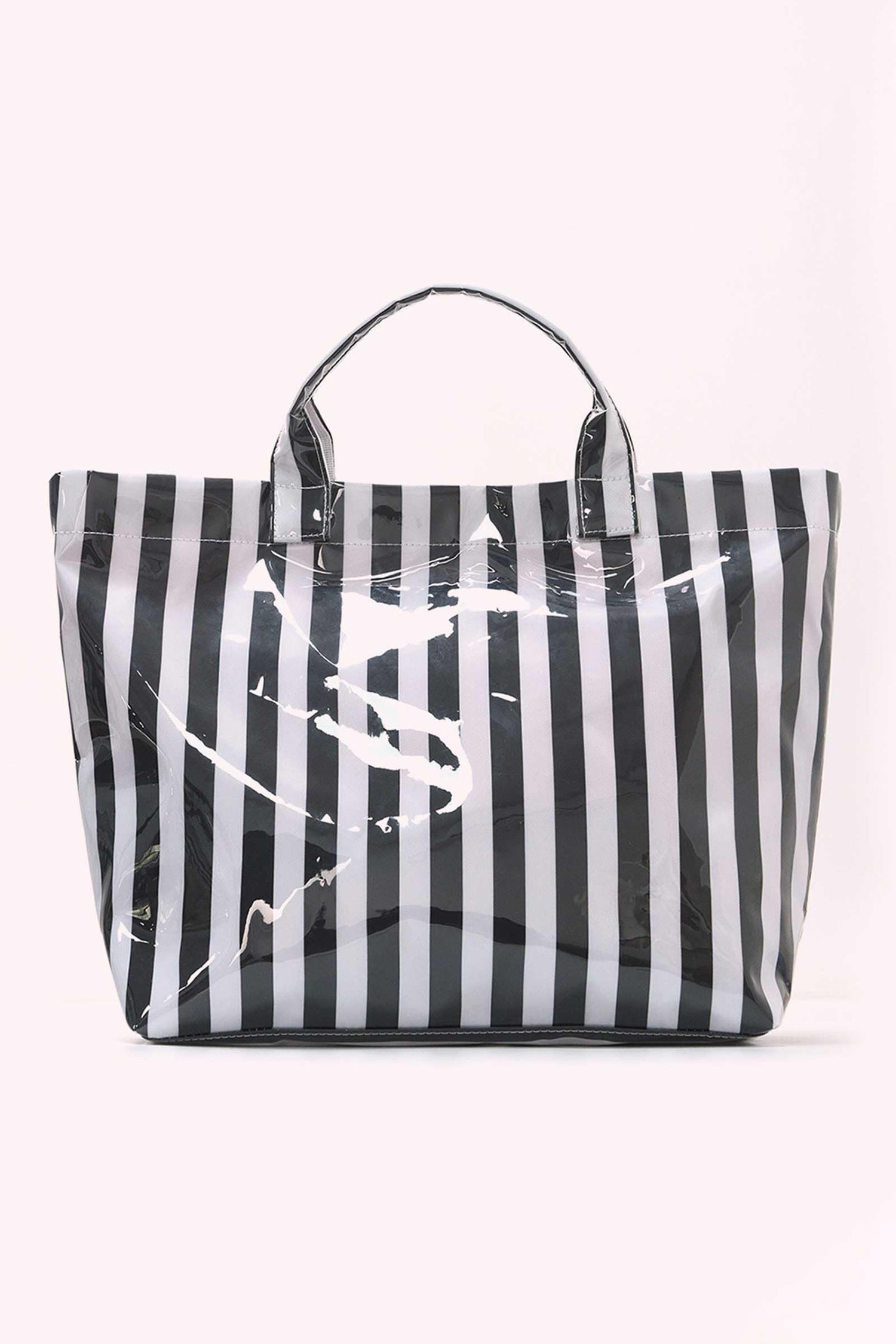 Red Glossy Striped Vinyl Large Tote Bag (Color Varied)