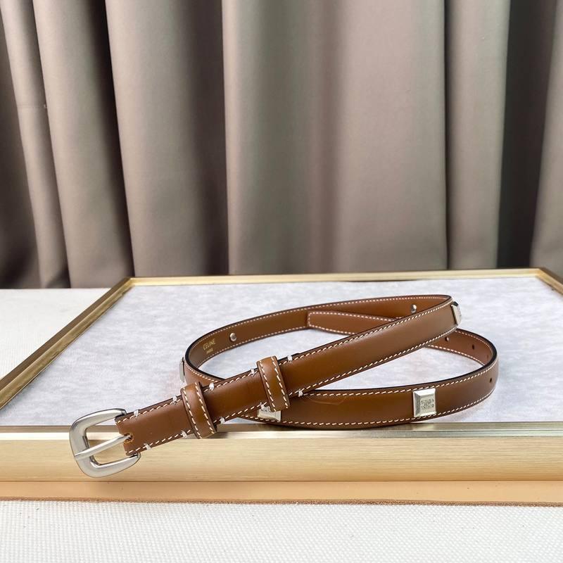 Celine Women Silver Buckle Belt 'Brown' Banlieue91