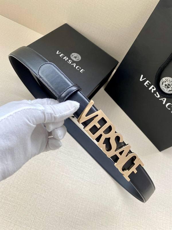 Versace Women's Leather Logo Decorated Buckle Belt Banlieue91