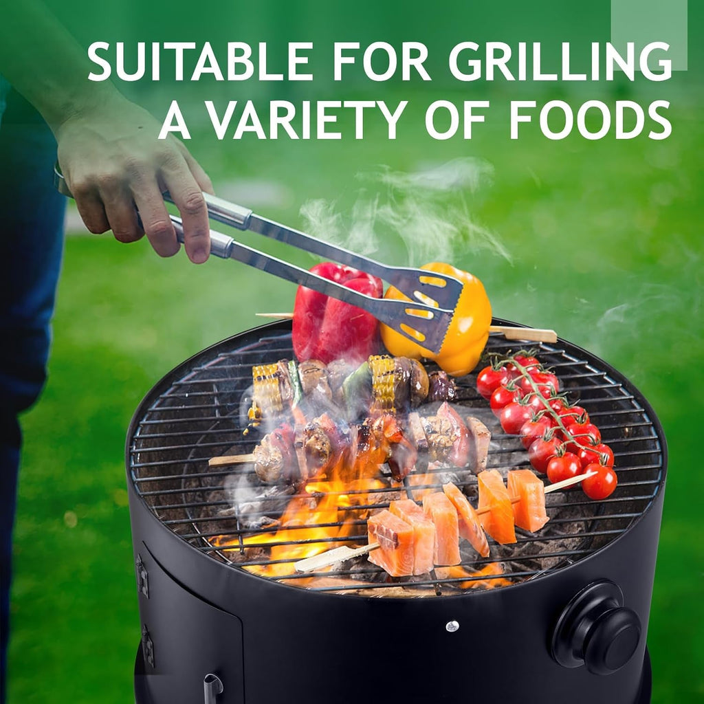 Vertical 17In Charcoal BBQ Smoker With Thermometer