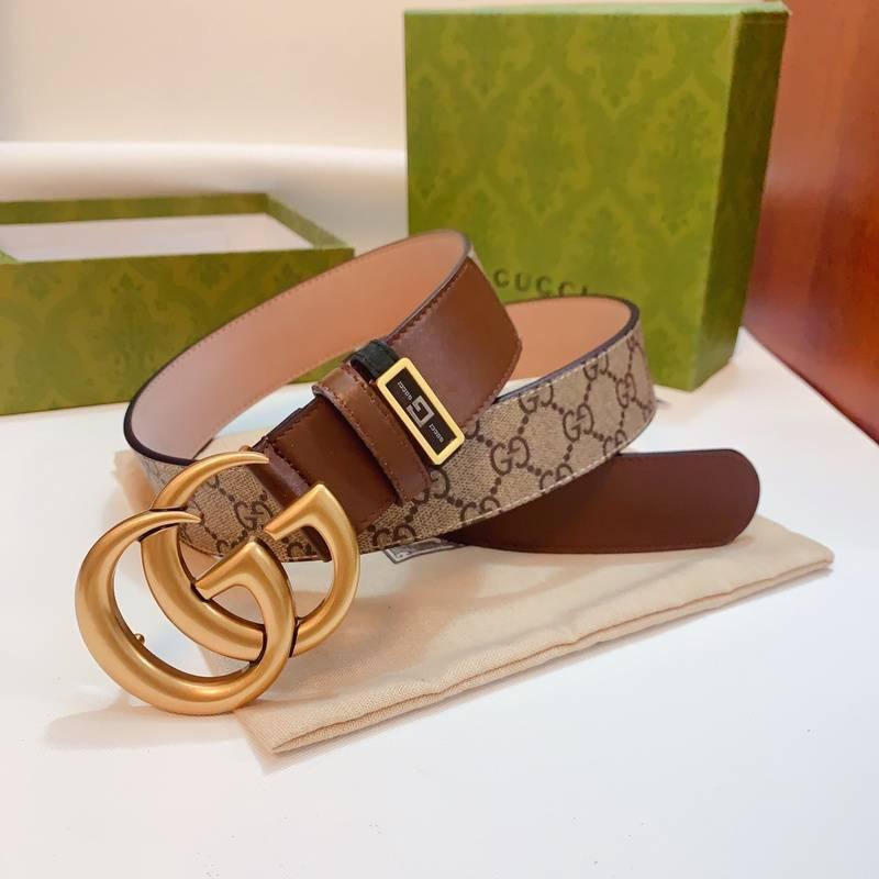 GUCCI Embellished coated-canvas and leather belt 'Brown' Banlieue91