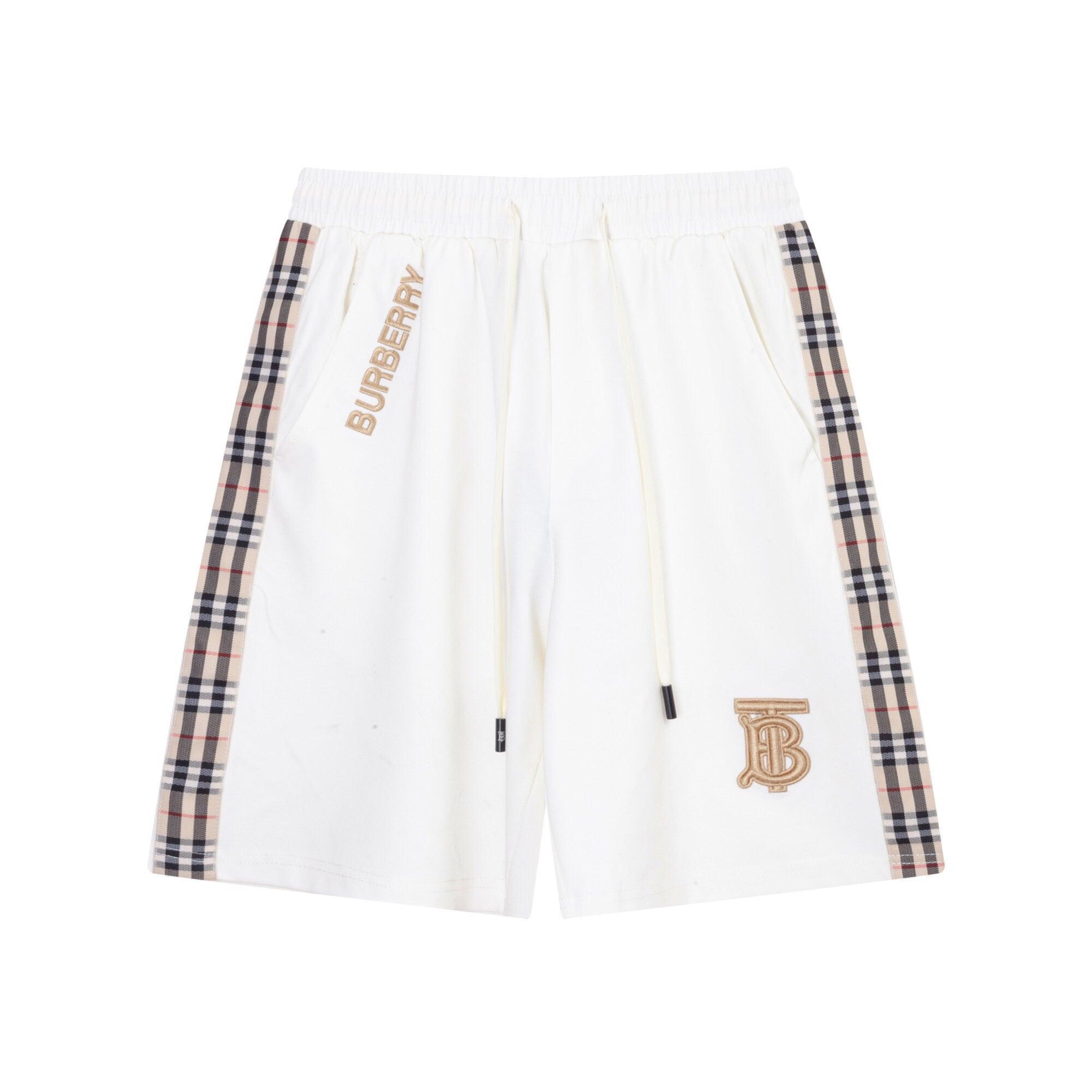Burberry Men's Striped Cotton Knit Basketball Shorts 'White/Beige' Banlieue91