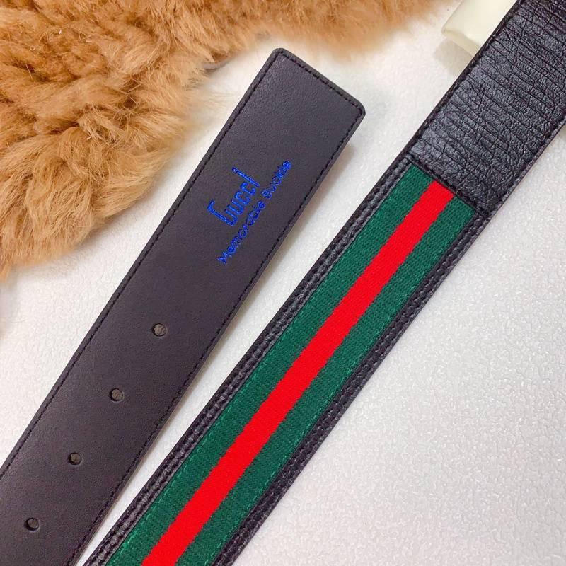 GUCCI Embellished coated-canvas and leather belt 'Black/Green/Red' Banlieue91
