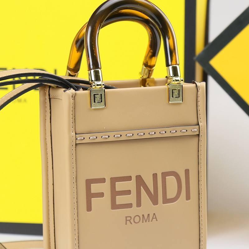 Fendi  Vitello King Plexiglass Logo Embossed Mini Fendi Sunshine Shopper Tote
