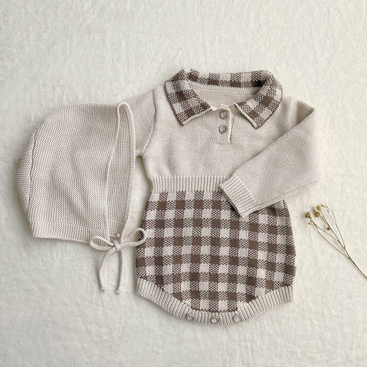 Baby Winter Checkerboard One-piece Newborn Winter Sweater FLIPSTYLEZLLC