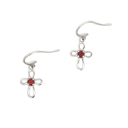 .29ct Garnet Cross Earrings 10KT White Gold Bids.com