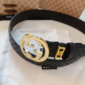GUCCI Embellished coated-canvas and leather belt 'Black' Banlieue91