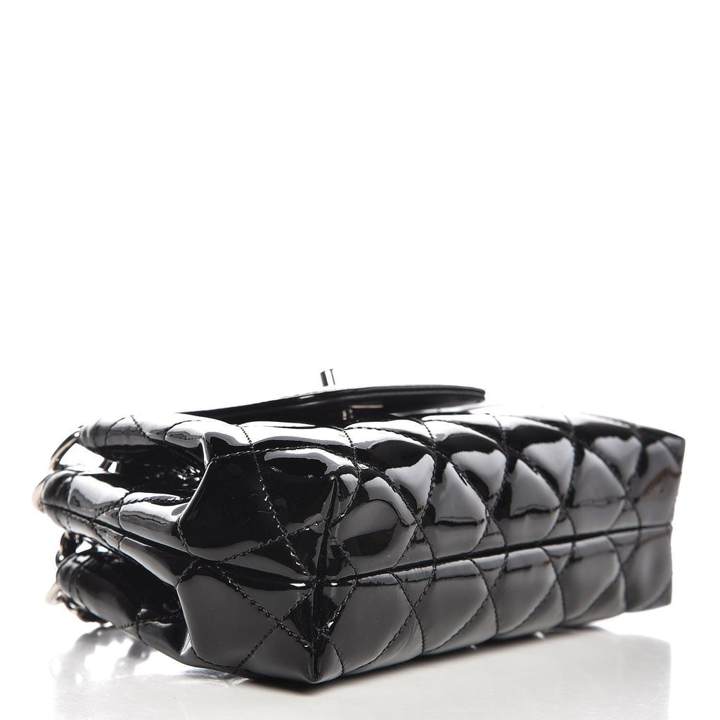 Chanel  Patent Quilted Coco Shine Small Accordion Flap Black