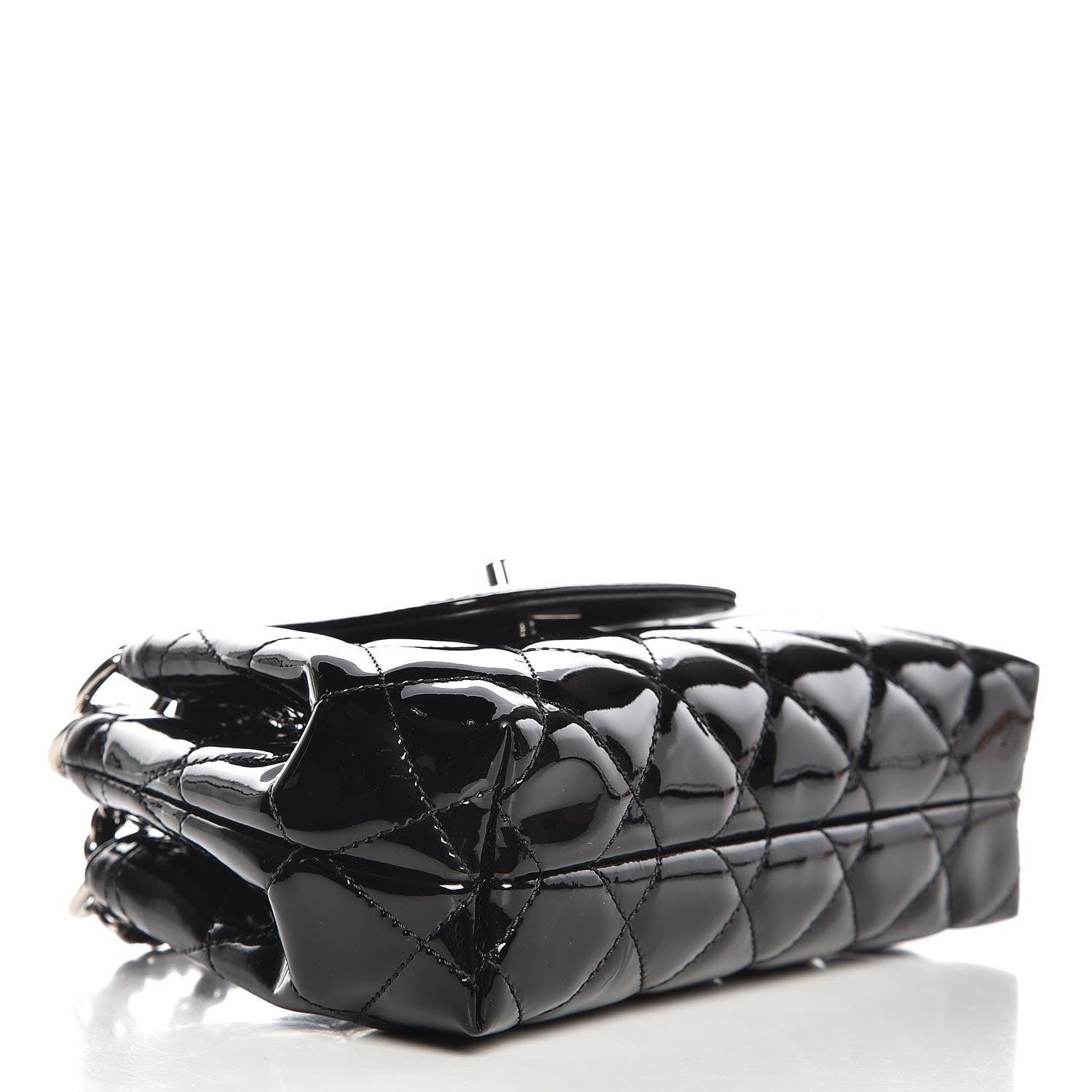 Chanel  Patent Quilted Coco Shine Small Accordion Flap Black