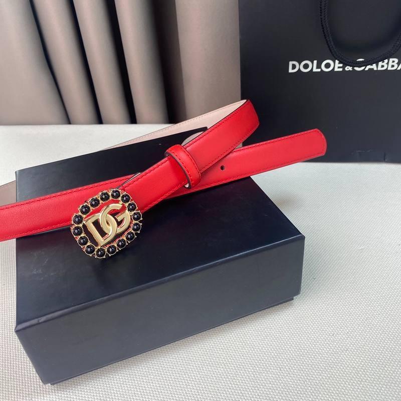 Dolce Gabbana Women Calfskin belt with bejeweled DG logo 'Red' Banlieue91