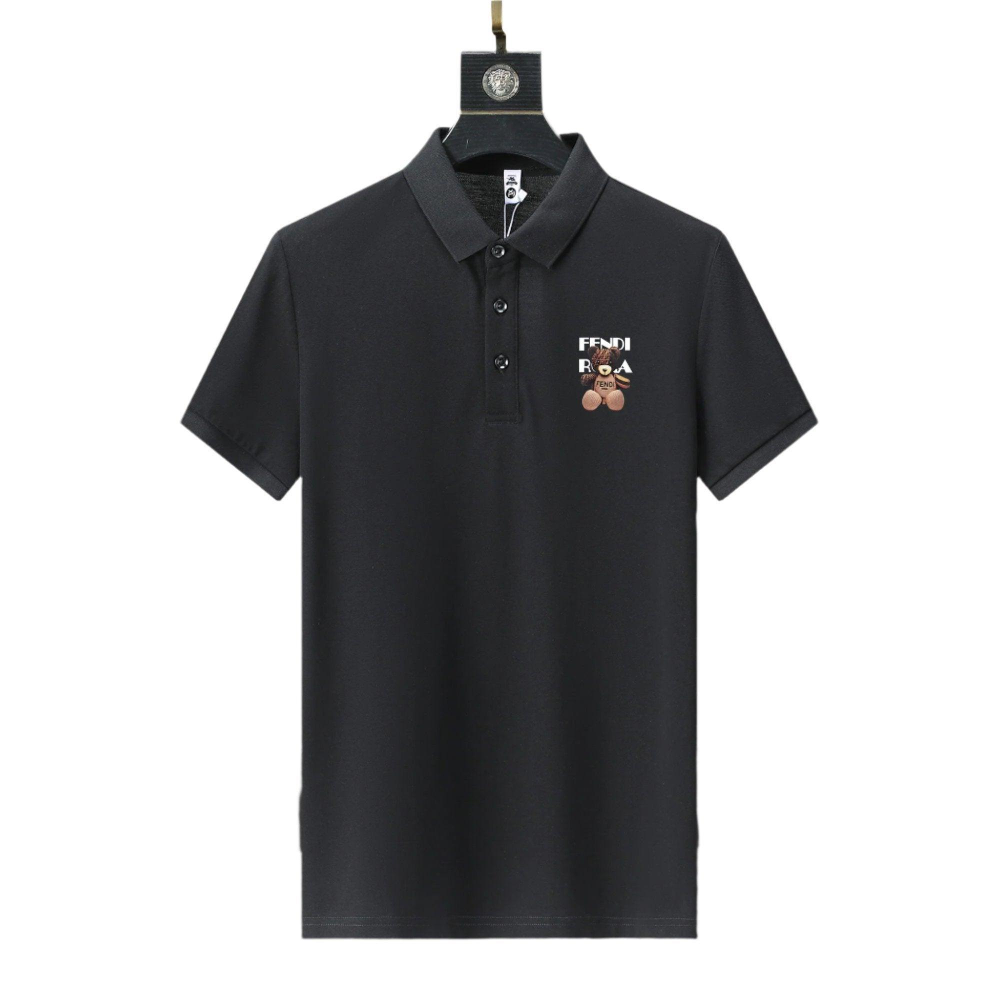 Fendi Black T-shirt with Collar Banlieue91