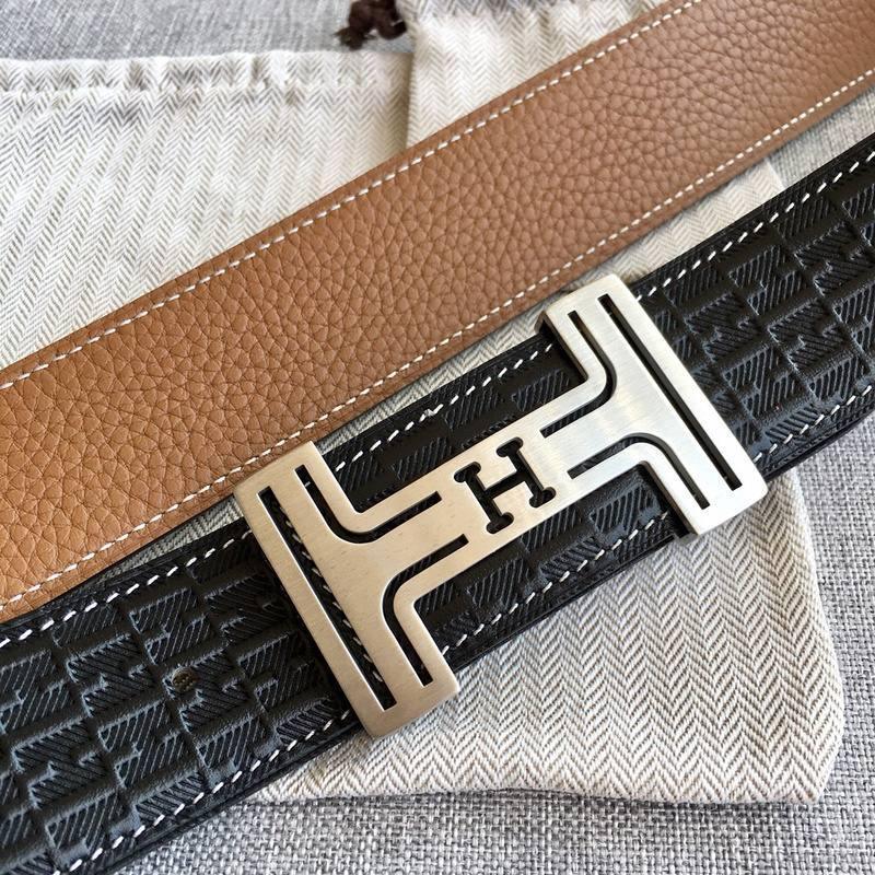 Hermes Men Silver Buckle Belt 'Black' Banlieue91