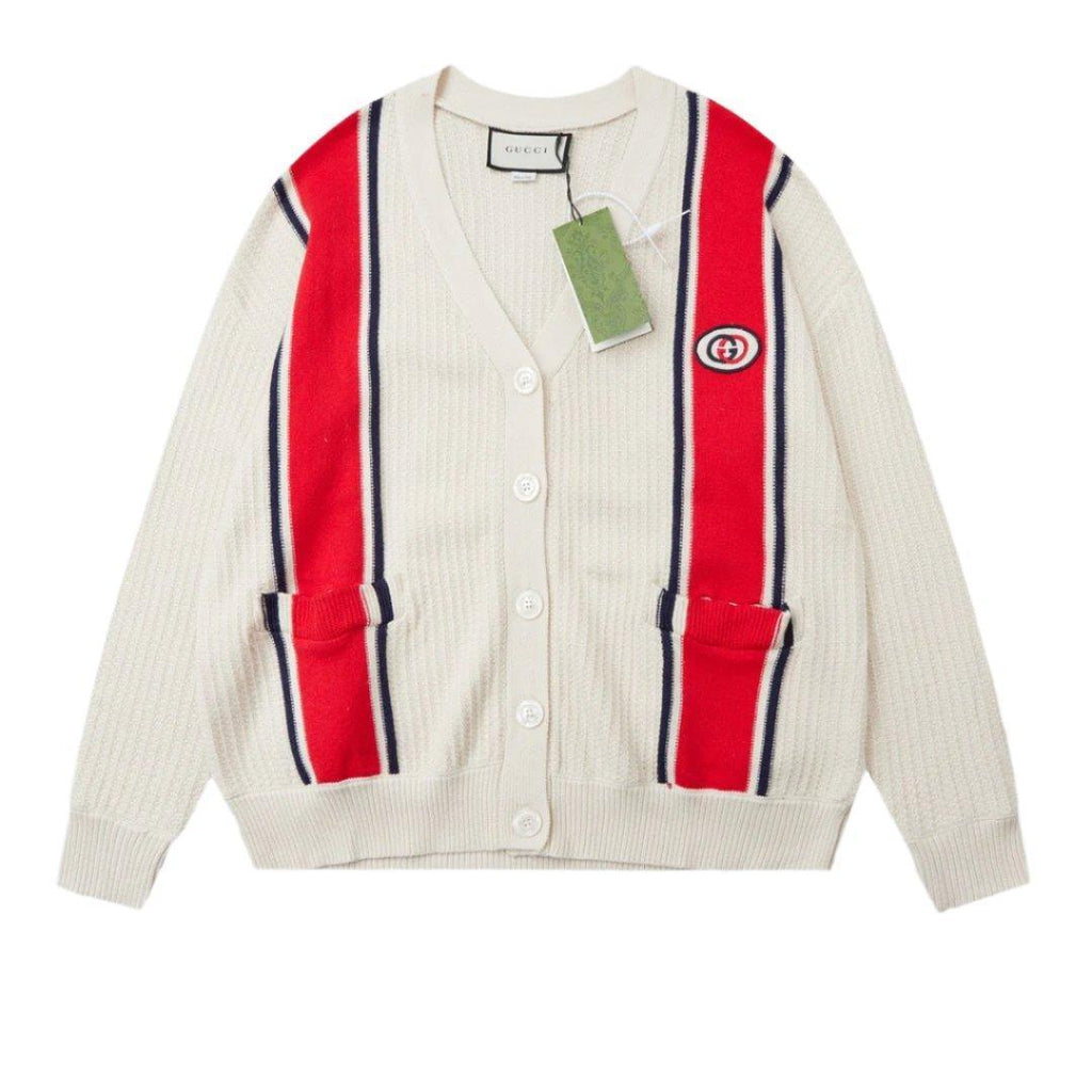 Gucci Knit cotton cardigan with patch Ivory Banlieue91