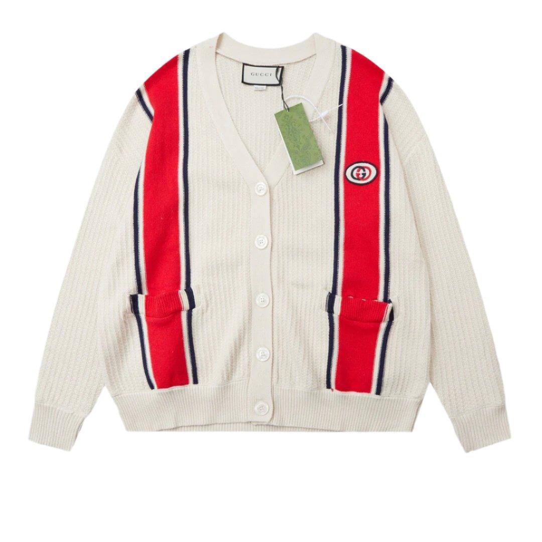 Gucci Knit cotton cardigan with patch Ivory Banlieue91