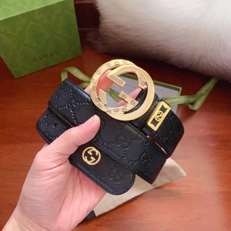 GUCCI Embellished coated-canvas and leather belt 'Black' Banlieue91