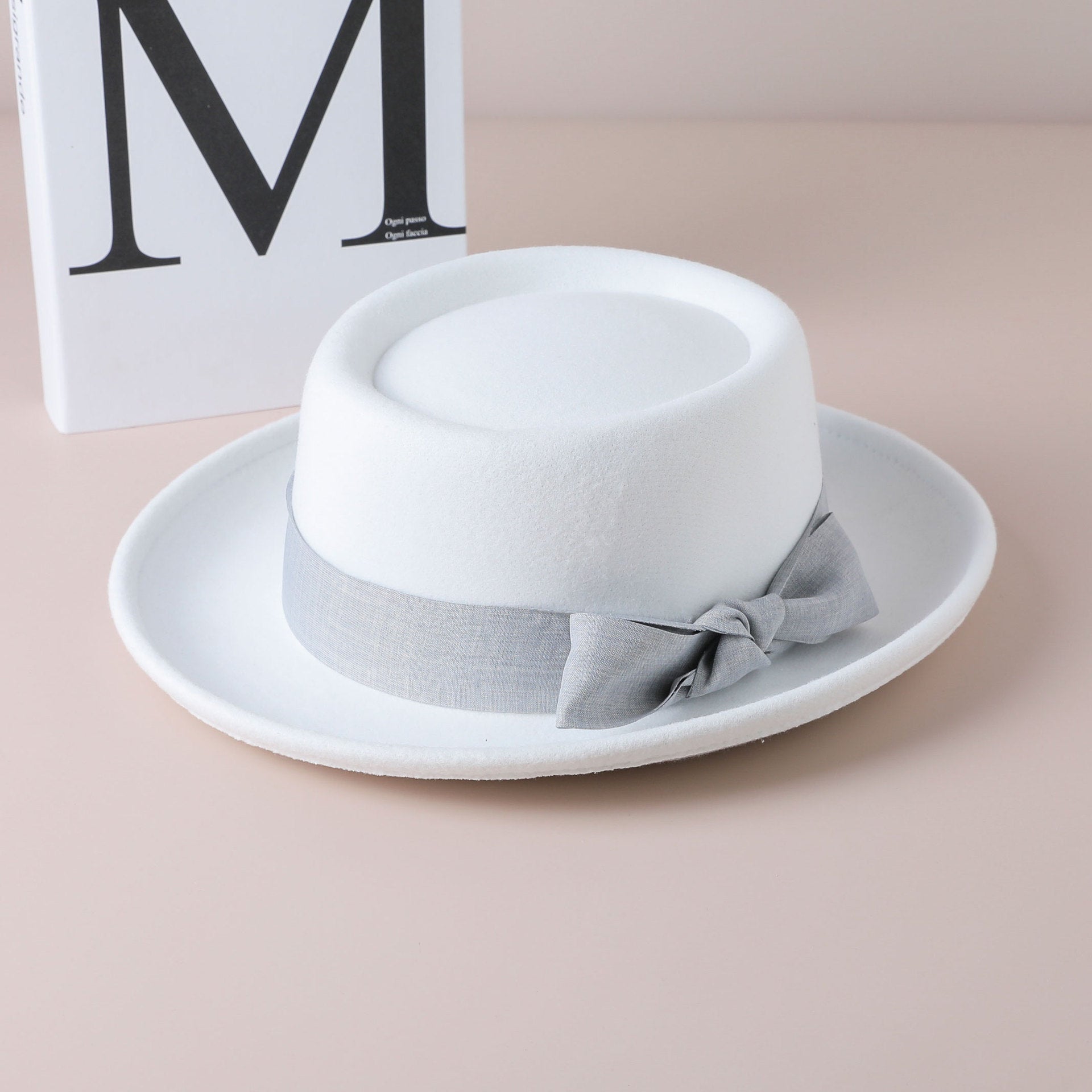 Vintage Bow British Retro Flat Top Hat for Women FitiqueFit