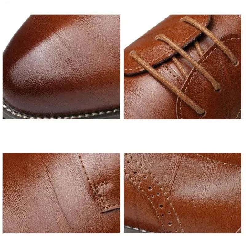 Men's Leather Shoes, Derby Shoes Business Casual Dress Shoes Lace-Up Pointed Toe Office Work Comfortable Wedding Shoes