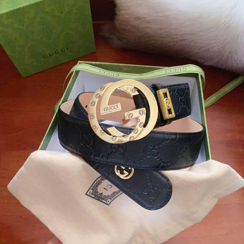GUCCI Embellished coated-canvas and leather belt 'Black' Banlieue91