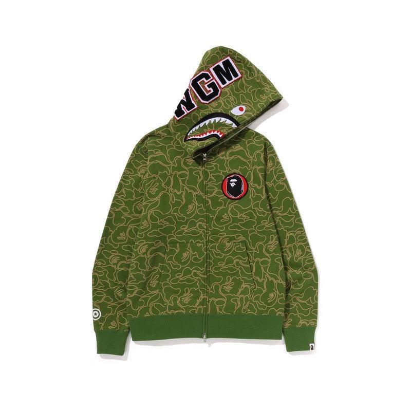 BAPE Line Camo Shark Full Zip Hoodie A Bathing Ape 'Green' Banlieue91