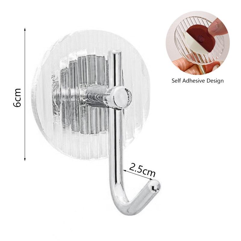 Acrylic Self Adhesive Hooks Wall Hook Home Décor Bathroom Towel Hooks Rack Hanging Coat Hanger Door Back Keys Hanger Bag Holder Wall Hanger Storage Organizer for Living Room Bedroom Wall Door Stevvex