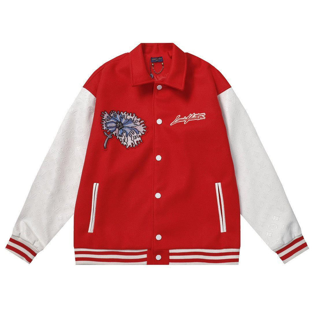 Louis Vuitton Multi-Patches Mixed Leather Varsity Blouson Red Banlieue91