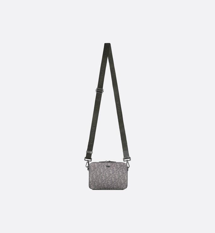 Zipped Pouch with Strap Grey and Black Dior Oblique Jacquard Banlieue91