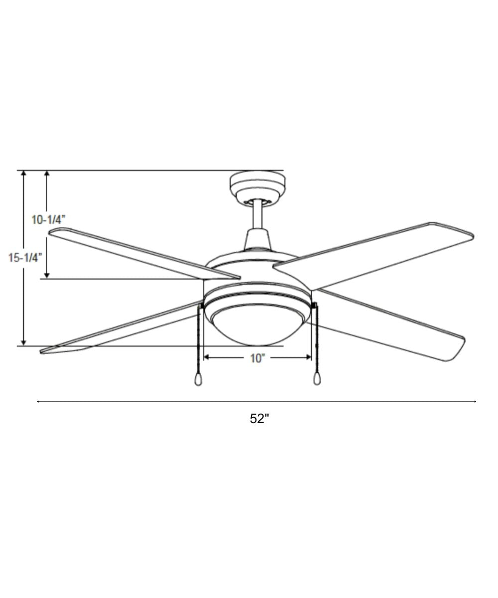 52" Europa IV 4-Blade Ceiling Fan Black Finish with Integrated LED Light LampsUSA