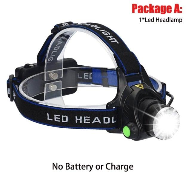 Adjustable Rechargeable Waterproof Brightest Zoomable LED Lightweight Hands Free Headlamp High Power For Adult Hunting Camping Running Hiking Riding Fishing Rechargeable T6 Chip Headlight Stevvex