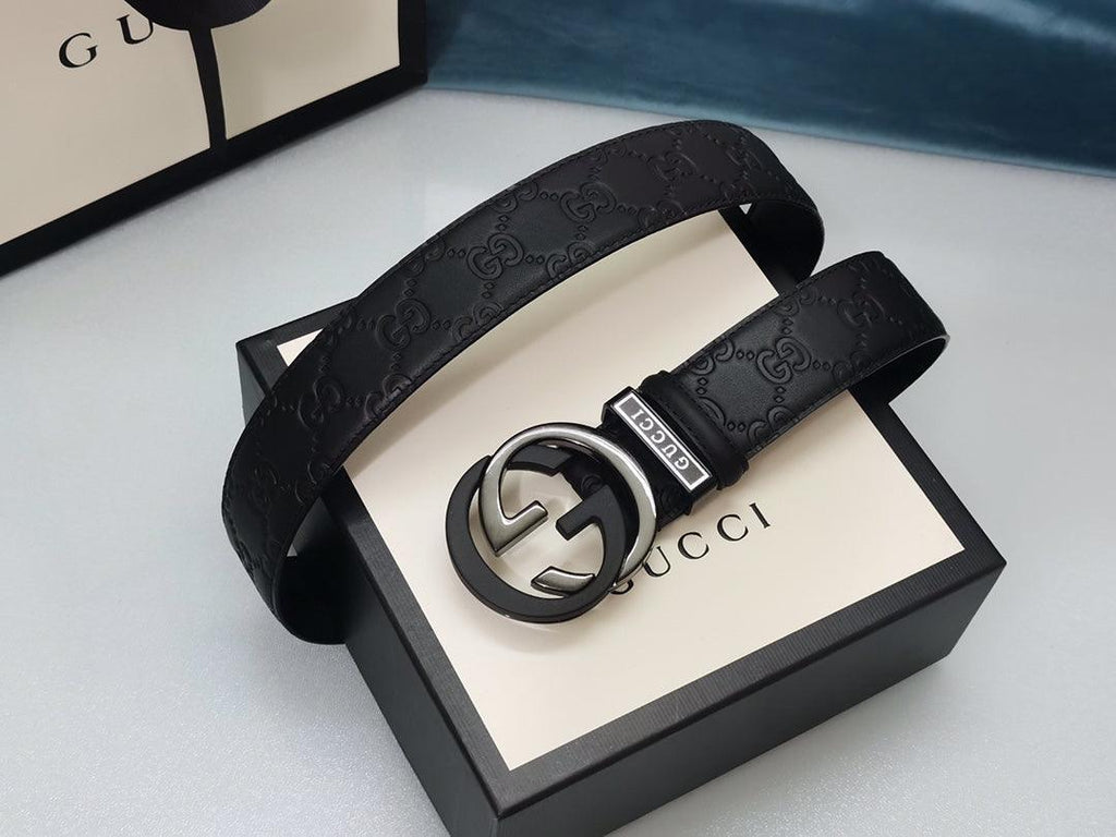 GUCCI Embellished coated-canvas and leather belt 'Black' Banlieue91