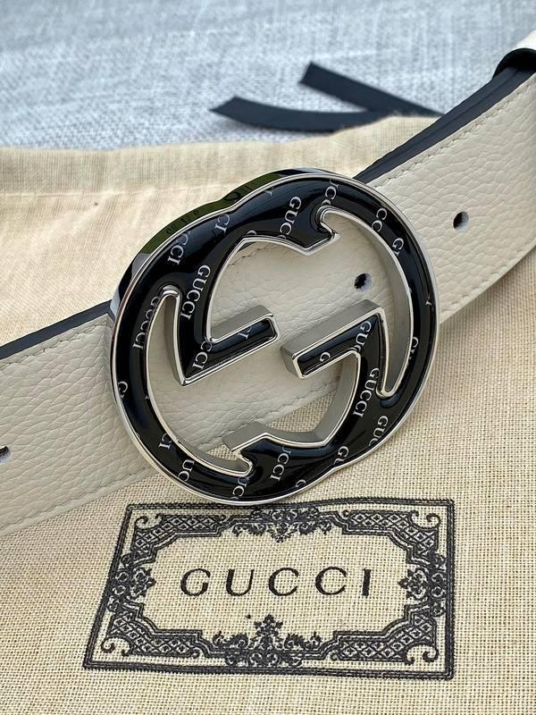 GUCCI Embellished coated-canvas and leather belt 'Cream' Banlieue91