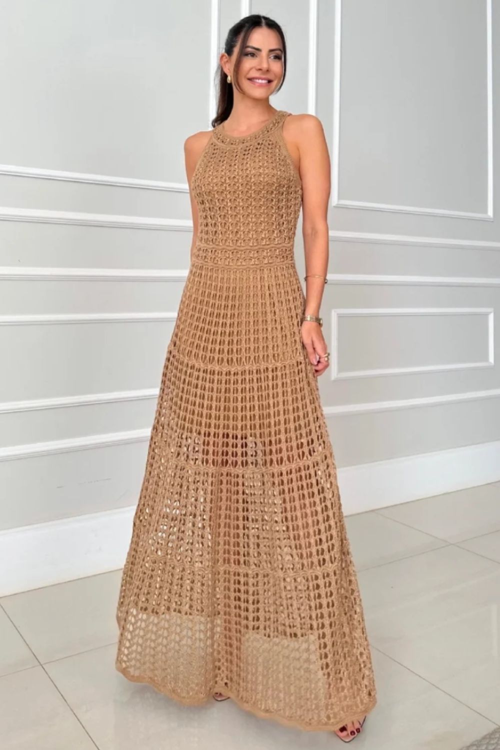 Long Sleeveless Cutout Maxi Dress Chic & Flowy Summer Style Comfortable Dress For Summer Stevvex